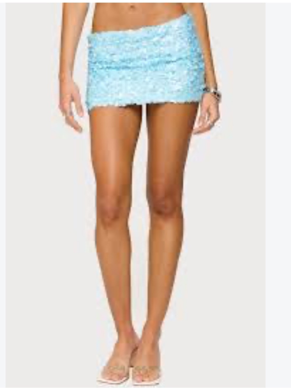 Edikted Light Blue Textured Mini Skirt
